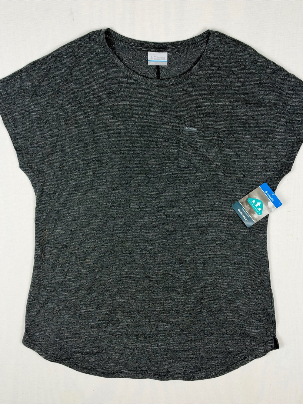 Columbia Cades Cape Tee Womens XL Black Omni-Wick Pocket Shirt NWT AK1436